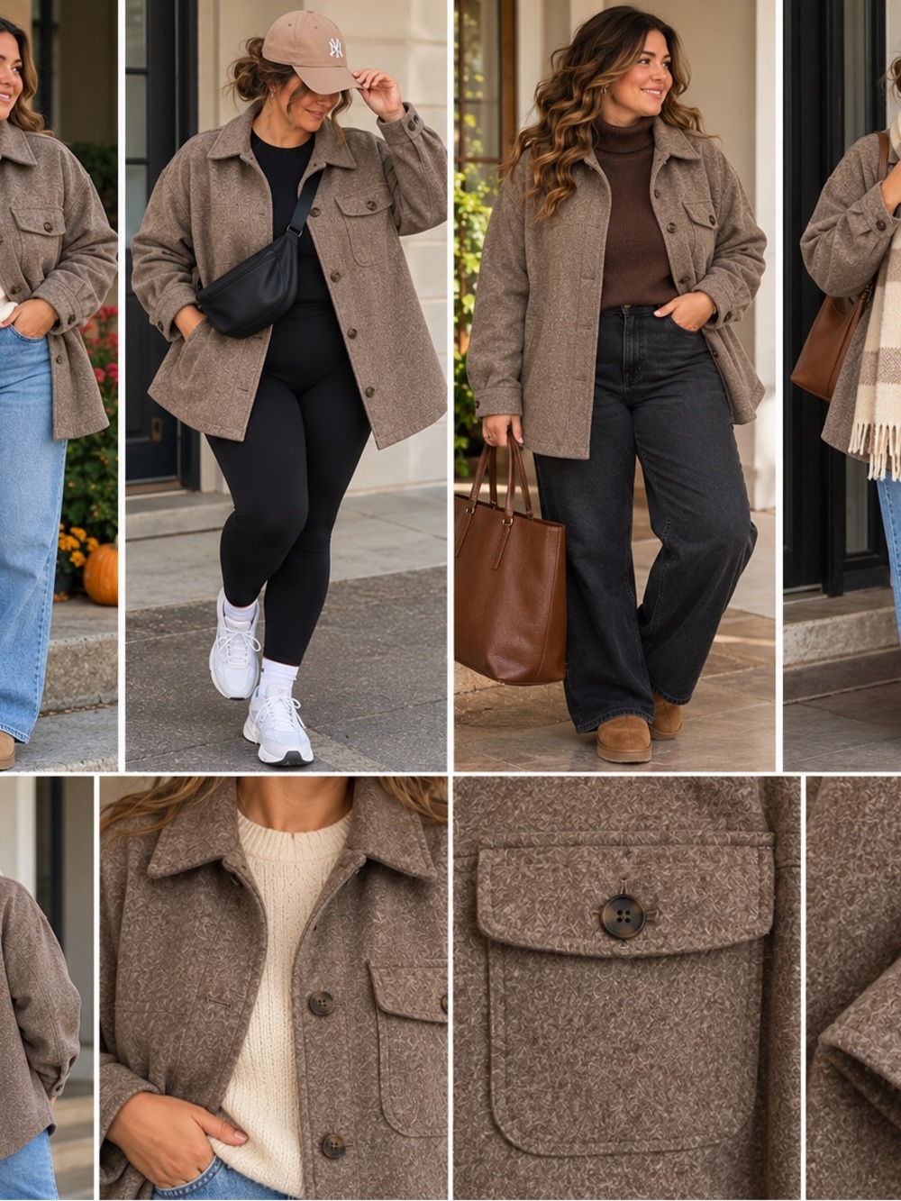 Old Navy XL Brown Oversized Shacket Shirt Jacket Coat